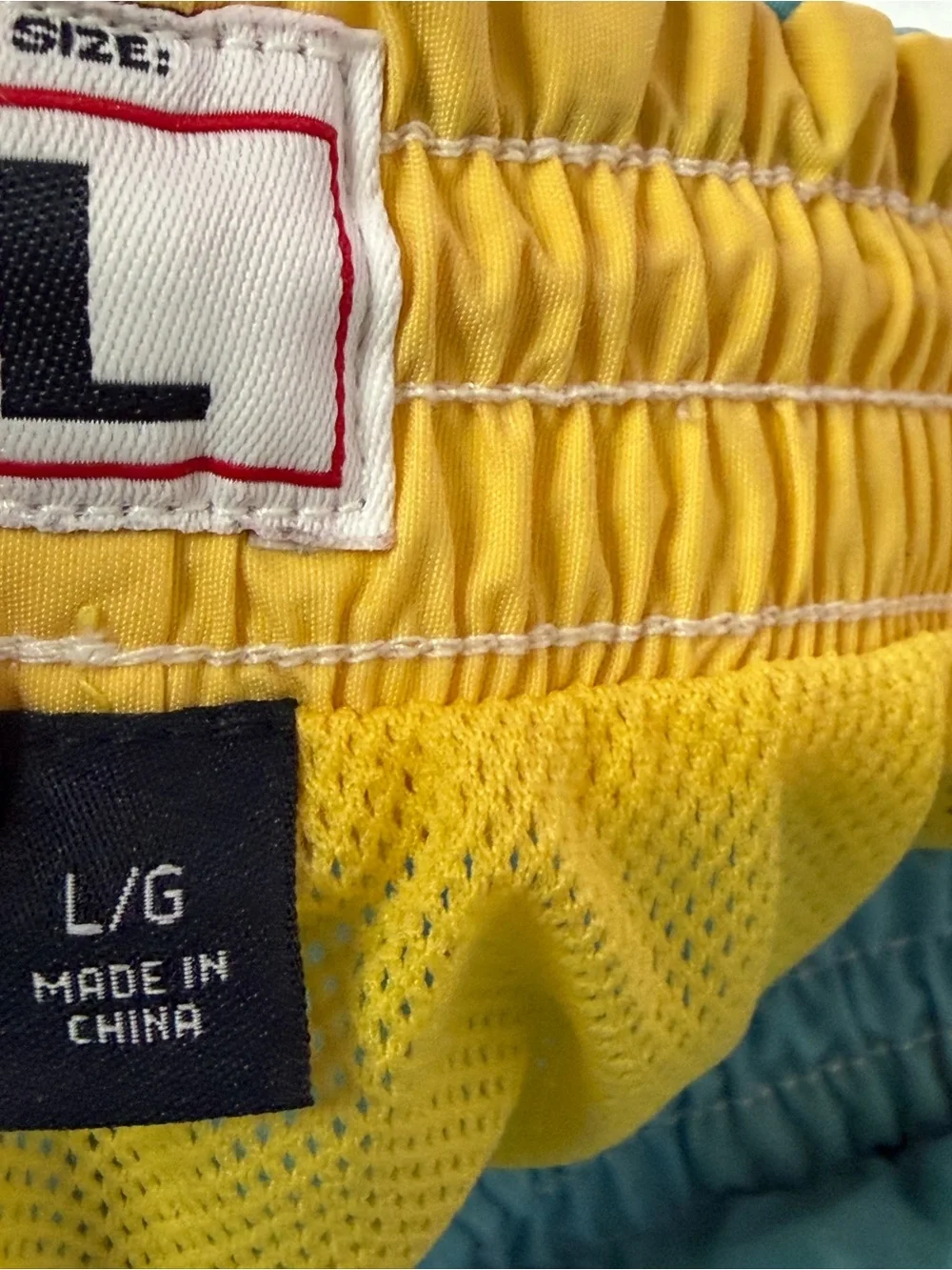 Tommy Hilfiger Blue Swim Trunks Large‎ Flag Logo Mesh Lined flaw drawstring